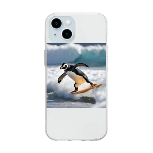 サーフィンするペンギン第2弾 Soft Clear Smartphone Case