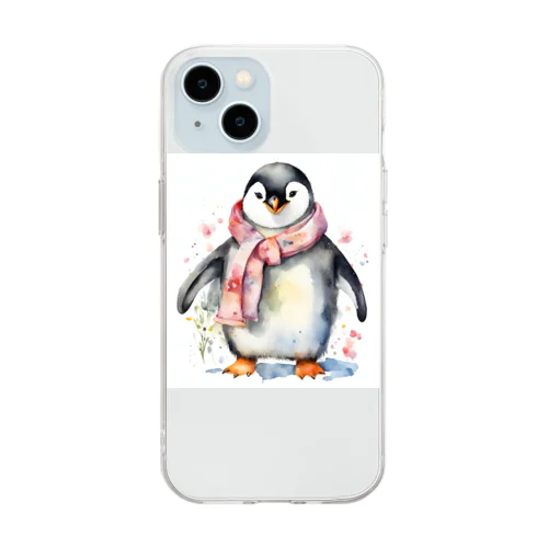 春を迎えるペンギン Soft Clear Smartphone Case