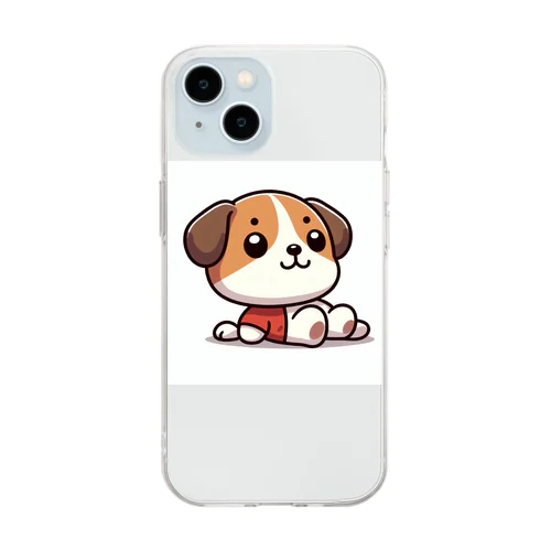 おすわりわんちゃん Soft Clear Smartphone Case