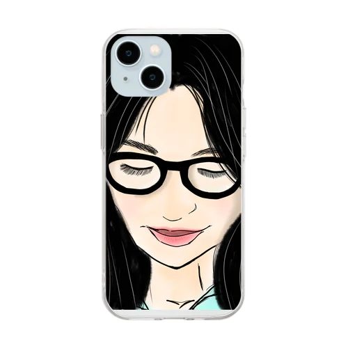 メガネ美人 Soft Clear Smartphone Case