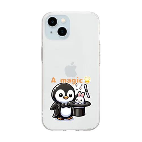 おめかしPenguin、魔法使いになる。 Soft Clear Smartphone Case