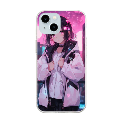 二次元の女の子 Soft Clear Smartphone Case