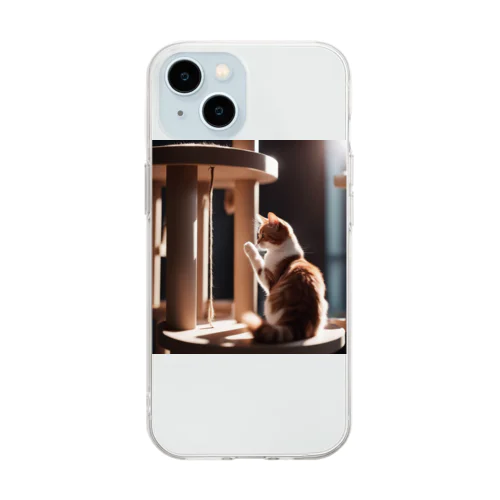 参拝する猫 Soft Clear Smartphone Case