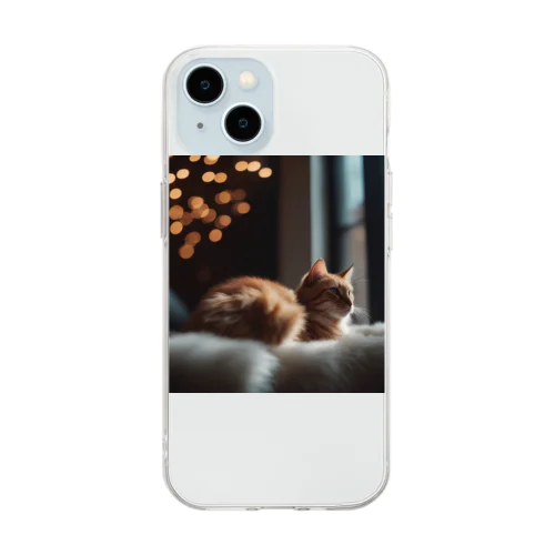 窓辺で虫を見つけた猫 Soft Clear Smartphone Case