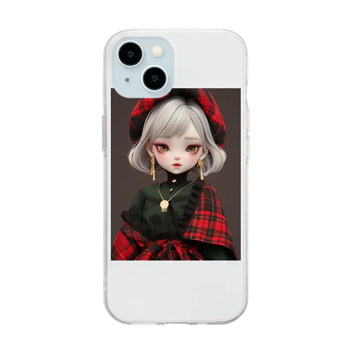 タータンチエクの服を着た少女　なでしこ1478 Soft Clear Smartphone Case