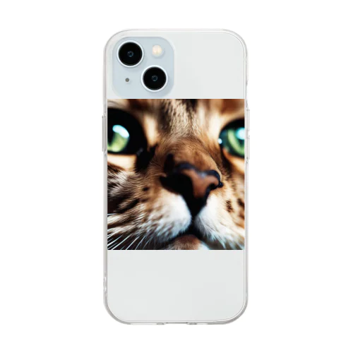 キャットフードの匂いに反応する猫 Soft Clear Smartphone Case