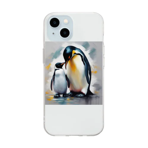 愛する家族と幸せに暮らすペンギン ソフトクリアスマホケース