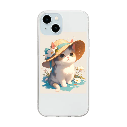 帽子をかぶった可愛い子猫 Marsa 106 Soft Clear Smartphone Case