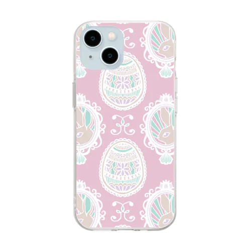 イースターラビット_pink Soft Clear Smartphone Case