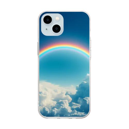 青い空と虹 Soft Clear Smartphone Case