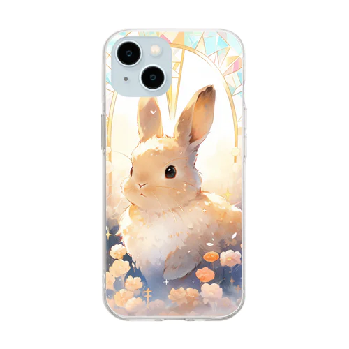 うさぎとステンドグラス｡.:*･ﾟ Soft Clear Smartphone Case