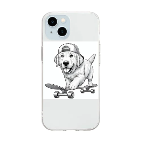 スケートボード犬 Soft Clear Smartphone Case