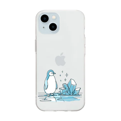 ペンギンと氷塊 Soft Clear Smartphone Case