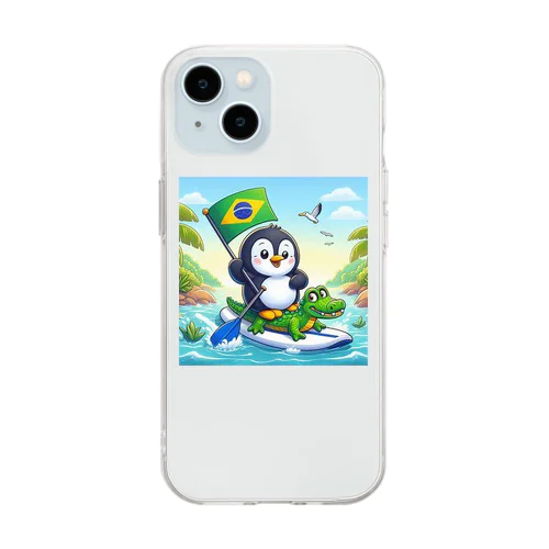 旅ペンギン　ブラジル　アマゾンでSUP！！ Soft Clear Smartphone Case