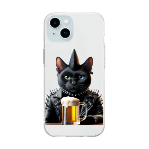 PUNK ROCK猫の「スパイク」 Soft Clear Smartphone Case