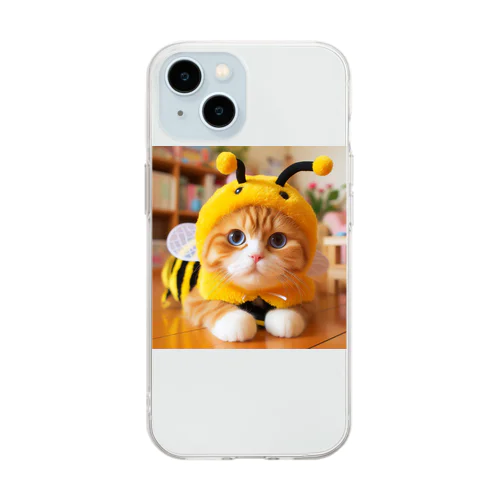 ミツバチ🐝のコスプレをした🐱にゃんこ🐾 Soft Clear Smartphone Case