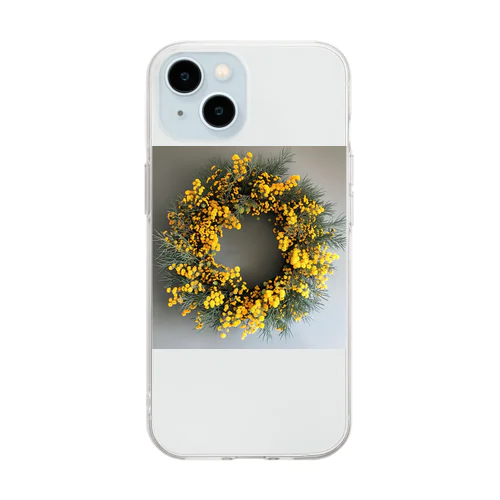 ミモザの花をりース　なでしこ1478 Soft Clear Smartphone Case