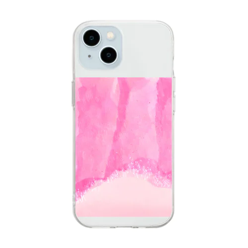 水彩 ベビーピンク Soft Clear Smartphone Case