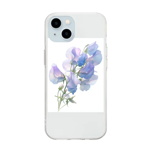 ブルーパプルの色のスイトピー　なでしこ1478 Soft Clear Smartphone Case