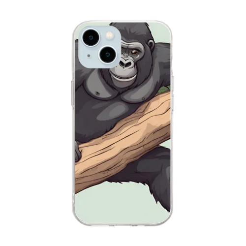木を登っているゴリラ Soft Clear Smartphone Case