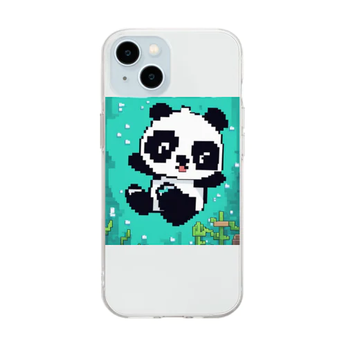 水中パンダ Soft Clear Smartphone Case