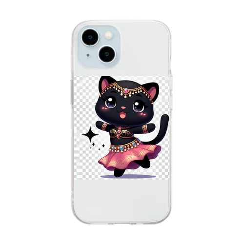 黒猫ベリーダンス Soft Clear Smartphone Case