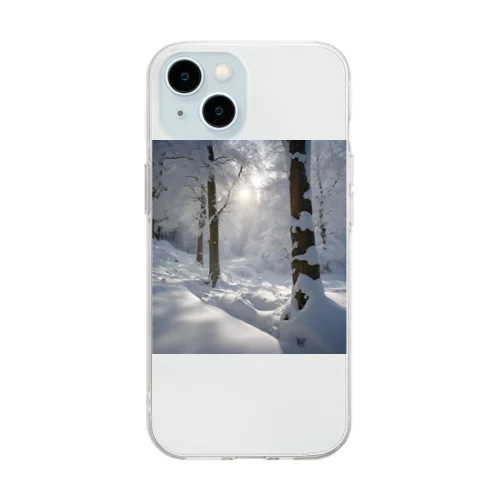 美しい雪景色グッズ Soft Clear Smartphone Case