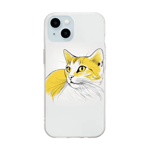 猫スケッチ　たまにゃん Soft Clear Smartphone Case