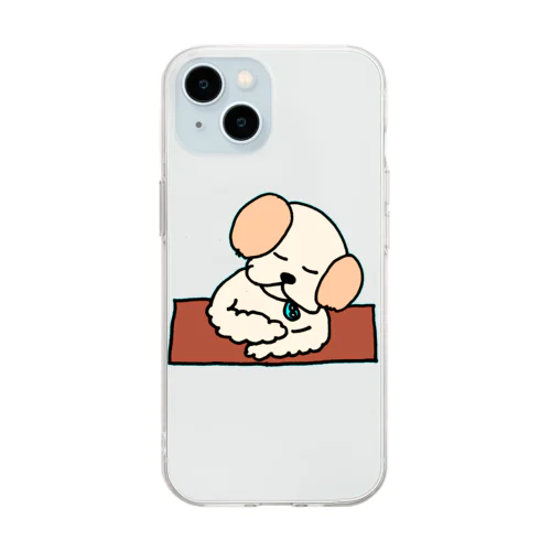 机でうたた寝しちゃいけないワン（チワシー） Soft Clear Smartphone Case