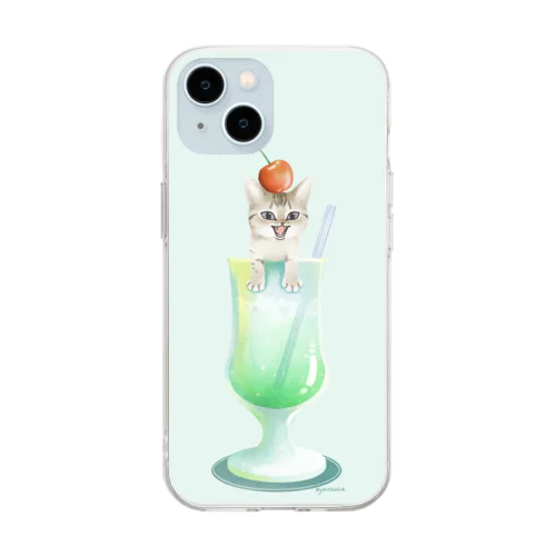 猫フロート Soft Clear Smartphone Case