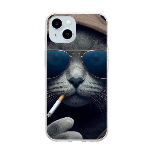 Smoking Cat Soft Clear Smartphone Case