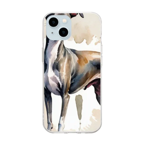 イタリアン・グレイハウンド　Italian Greyhound　水彩画風 Soft Clear Smartphone Case