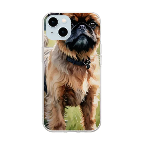 ブリュッセル・グリフォン　Brussels Griffon　水彩画風 Soft Clear Smartphone Case