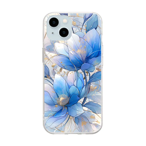 lucky flower - blue Soft Clear Smartphone Case