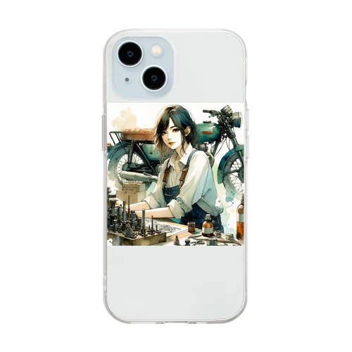 バイク女子サキ Soft Clear Smartphone Case