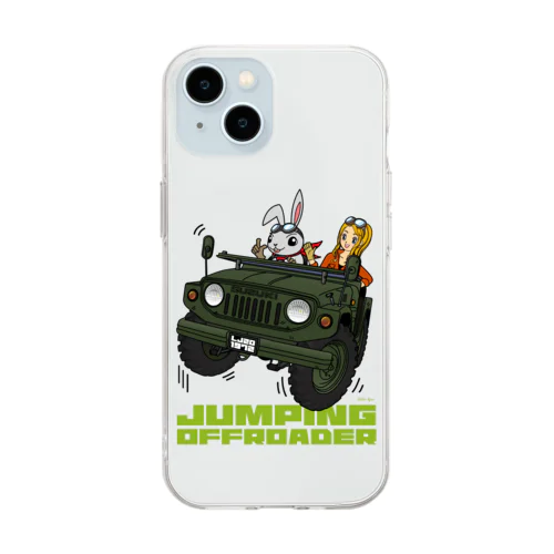 JUMPING OFFROADER 05 二代目ジムニーに乗るウサギと女の子 Soft Clear Smartphone Case
