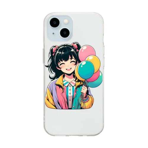 80'sバルーン少女① Soft Clear Smartphone Case