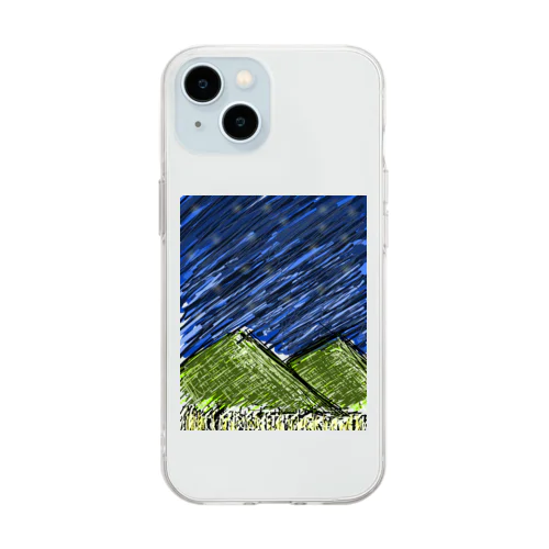 山と夜空 Soft Clear Smartphone Case