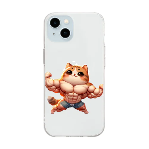 スーパームキムキキャット Soft Clear Smartphone Case