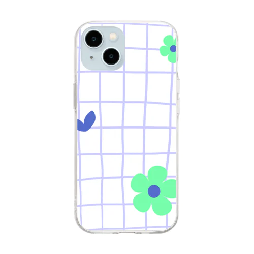 grid flower Soft Clear Smartphone Case