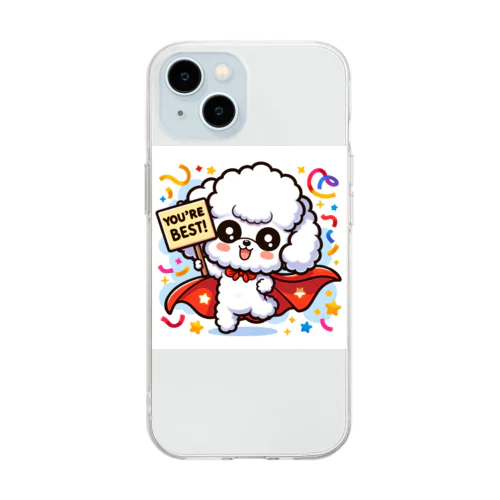 トイプードルがシックなマントを着こなしている！ Soft Clear Smartphone Case