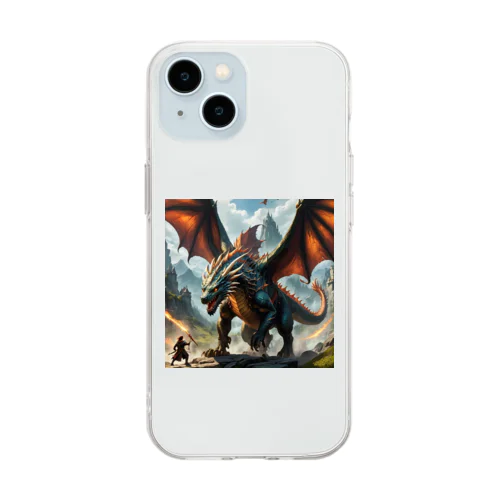 勇敢なドラゴンイラスト風 Soft Clear Smartphone Case