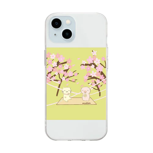 にゃんことこぶたSAKURA Soft Clear Smartphone Case