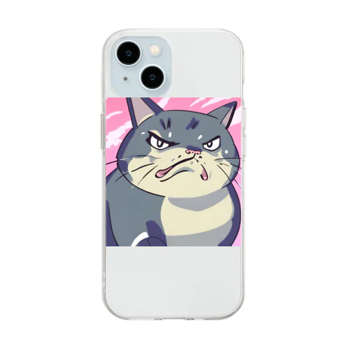 怒る猫 Soft Clear Smartphone Case