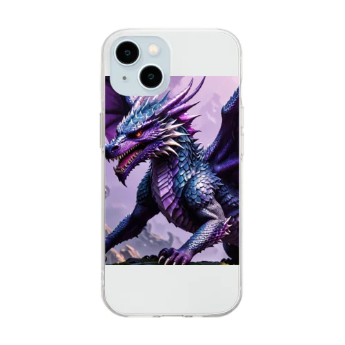 勇敢なドラゴン フラットベクトル Soft Clear Smartphone Case