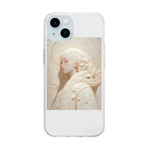 美しい女性の彫刻　　なでしこ1478 Soft Clear Smartphone Case