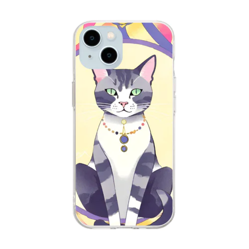 猫と魔法陣 Soft Clear Smartphone Case