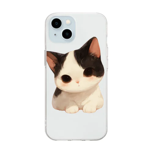 モノクロ猫 Soft Clear Smartphone Case