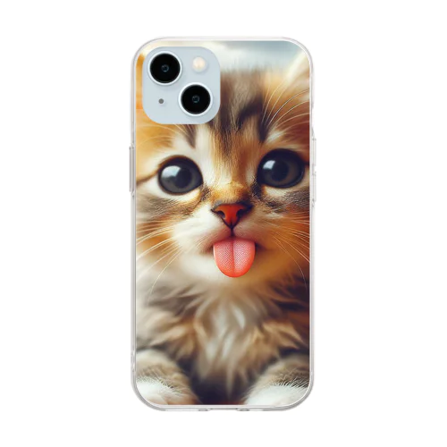 あかんべにゃんこ Soft Clear Smartphone Case