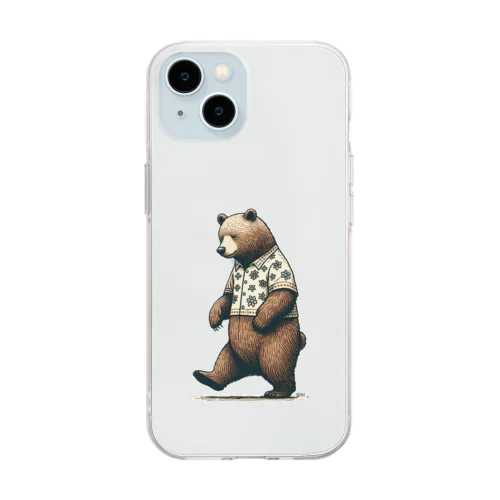 悩み多きクマさん Soft Clear Smartphone Case